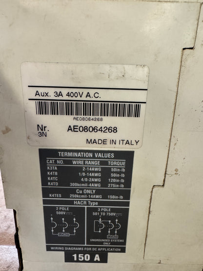 ABB SACE S3 Circuit Breaker 600V AC Untested Surplus