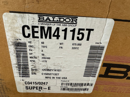 Baldor Reliance AC Motor CEM4115T - 50 HP 1800 RPM