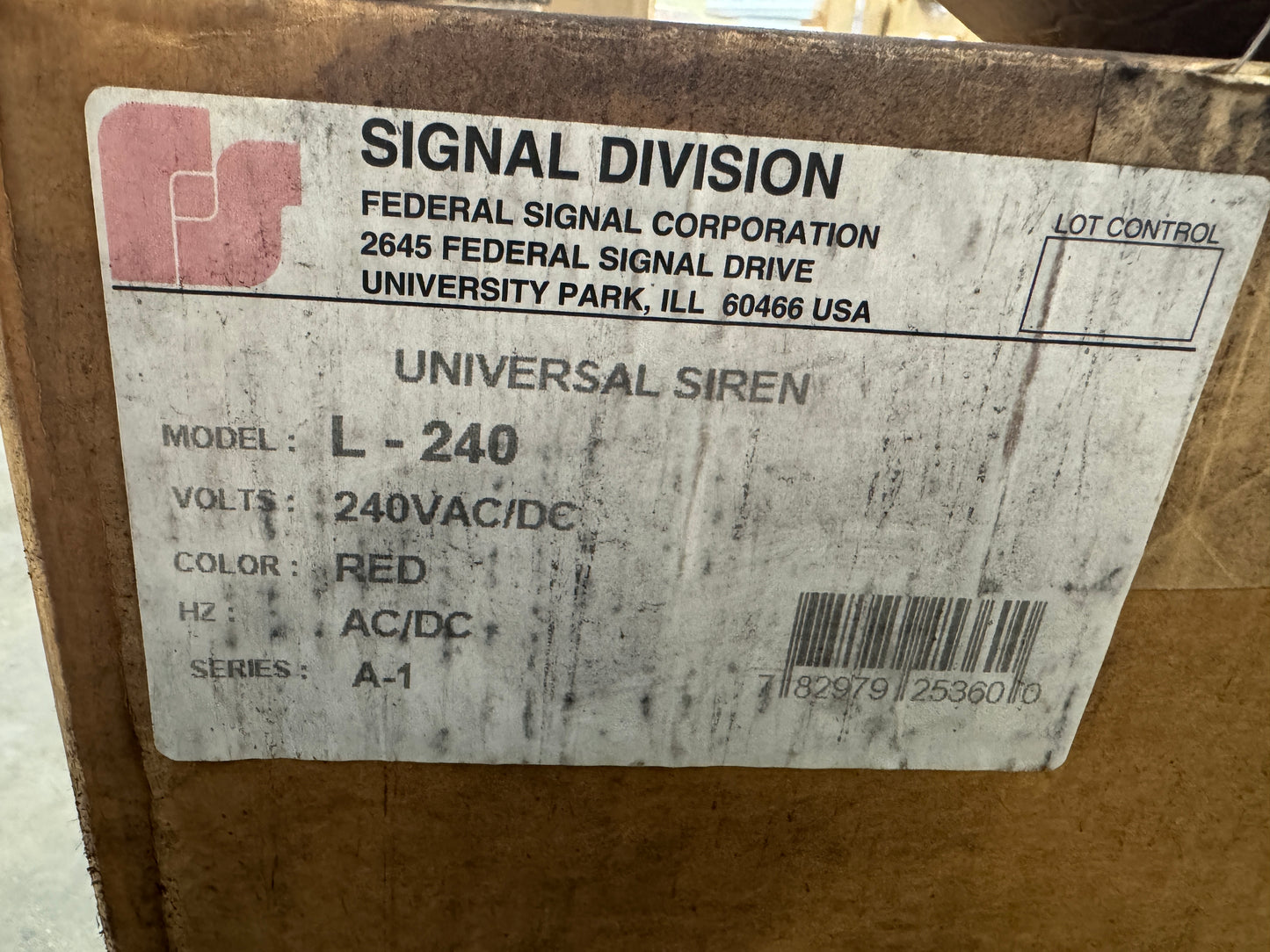 Federal Signal Corporation Universal Siren L-240