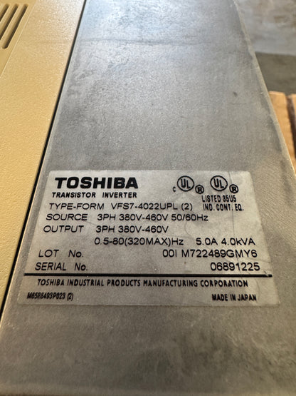 Toshiba Transistor Inverter VFS7-4022UPL - 2 kW Variable RPM