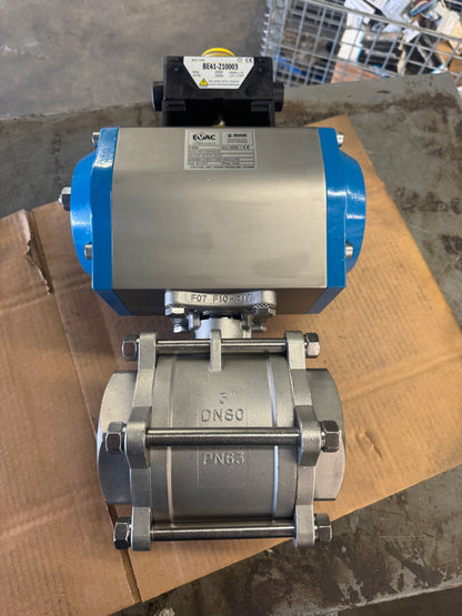 EVAC Pneumatic Actuated Ball Valve PVX-3"-NPTF-FB-MT35-NC 3 In. DN80 NPTF PN63