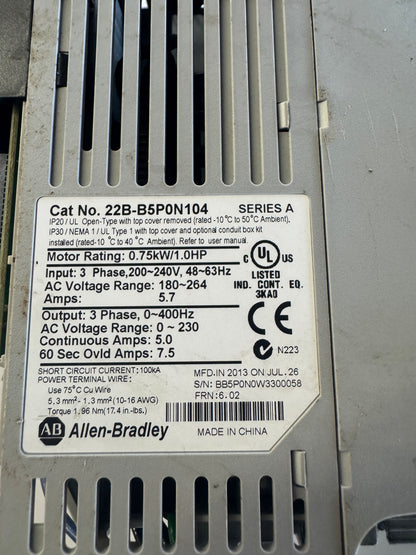 Allen-Bradley Variable Frequency Drive 22B-B5P0N104
