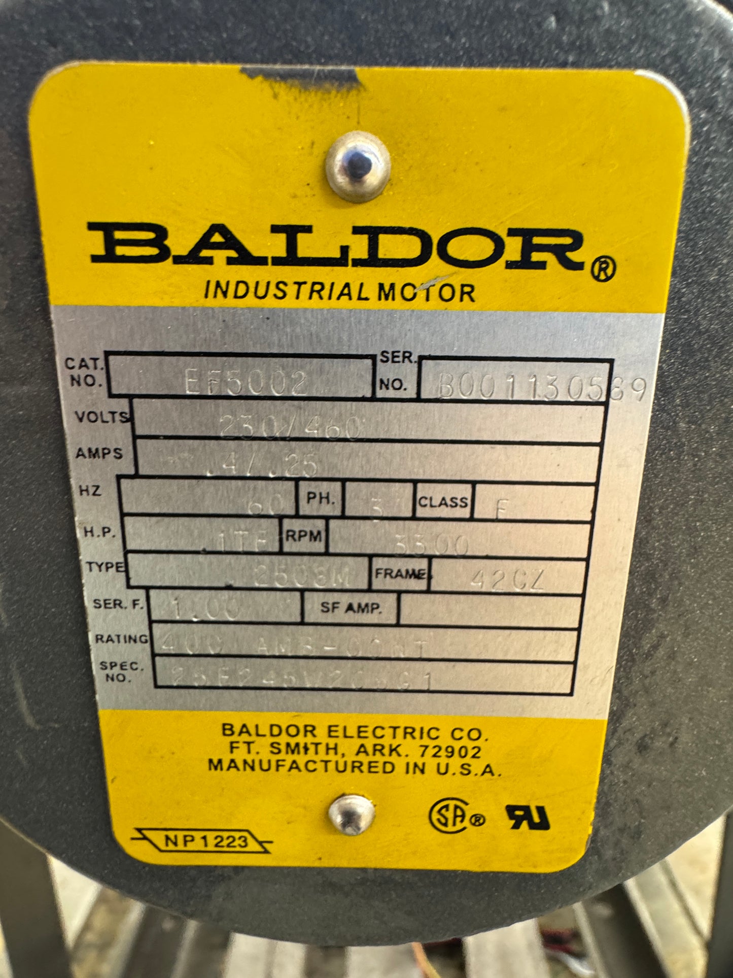 Baldor Electric Co. AC Motor ZDJ4103T - 25 HP 8000 RPM