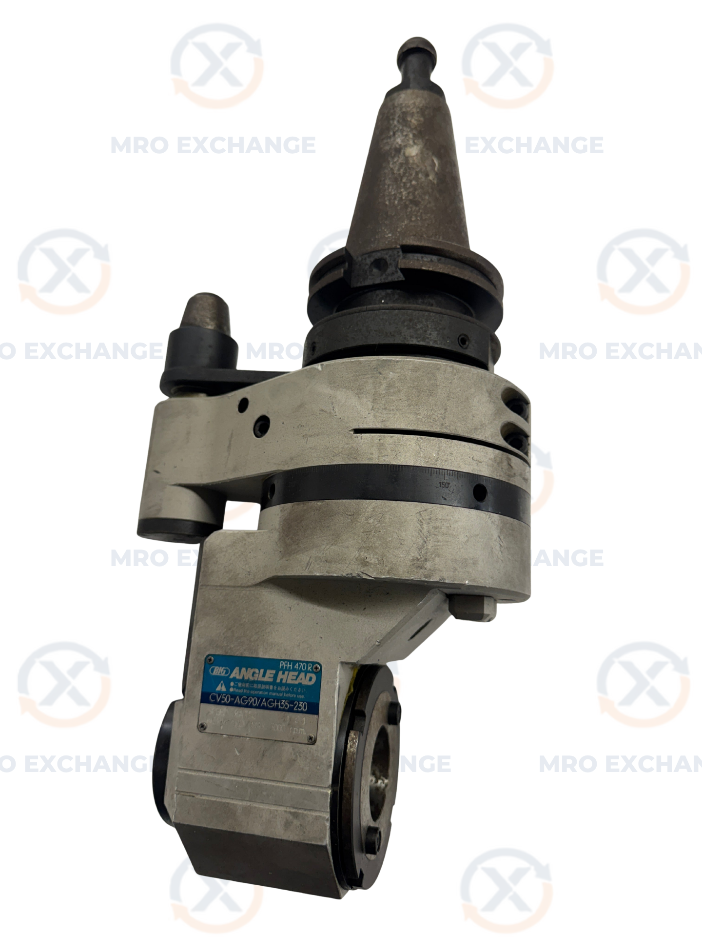 BIG Daishowa Right Angle Head CV50-AG90/AGH35-230 | CAT50 | AGH35 Output, 230 Mm Gage Length | Orientation: Radial | Coolant Through
