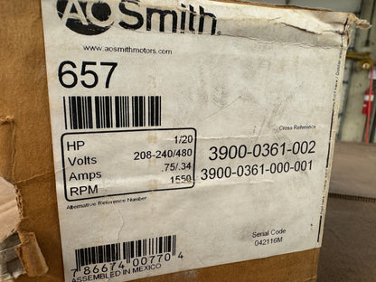A.O. Smith Condenser Fan Motor CA2H021N - 1 HP 1500 RPM
