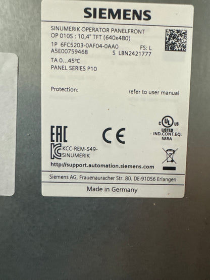Siemens HMI 6FC5203-0AF04-0AA0 24V DC