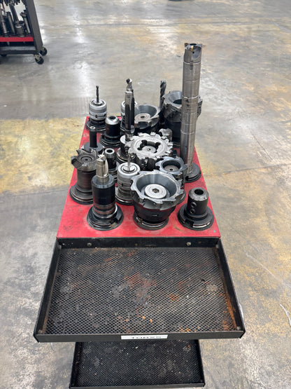 Mixed CAT50 Tooling Lot with Cart | CAT50