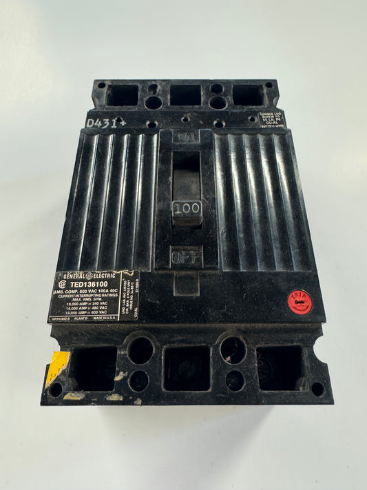 General Electric Molded Case Circuit Breaker TED136100 600V