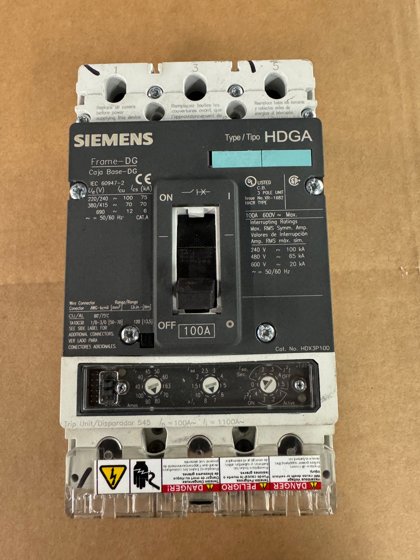 Siemens HDX3P100 Molded Case Circuit Breaker 600V Untested Surplus