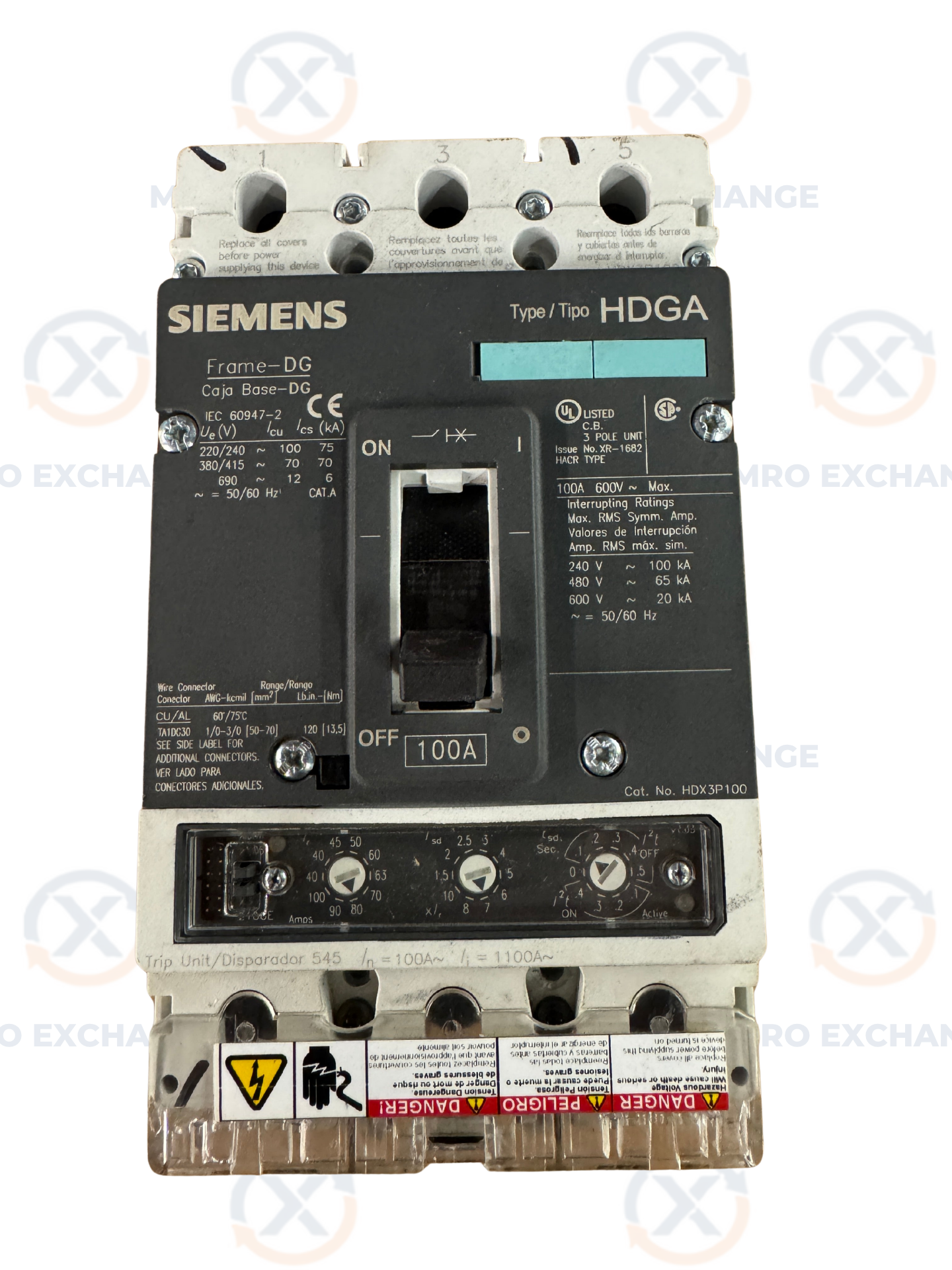 Siemens HDX3P100 Molded Case Circuit Breaker 600V Untested Surplus