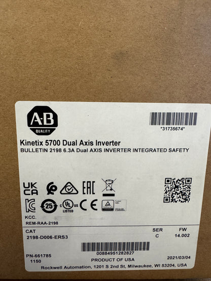 Allen-Bradley 2198-D006-ERS3 Dual Axis Inverter Open Box Unused
