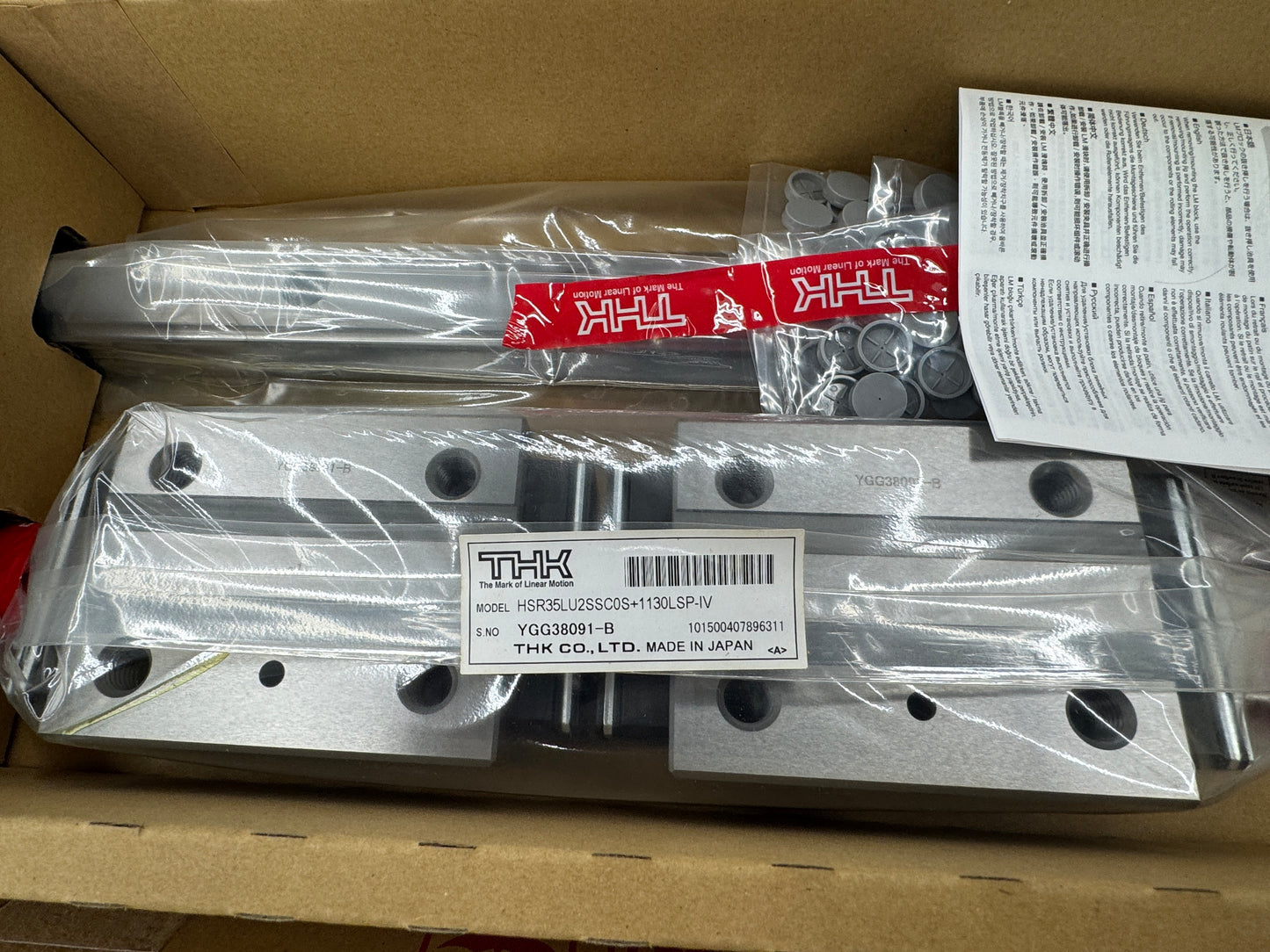 THK Linear Guide Rail Assembly Set HSR35LU2SSC0S+1080LSP-IV / HSR35LU2SSC0S+1130LSP-IV