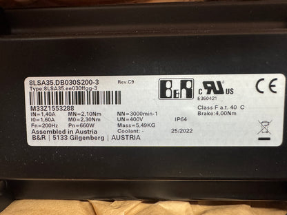 B&R Automation Servo Motor 8LSA35.DB030S200-3 - 1 kW 3000 RPM