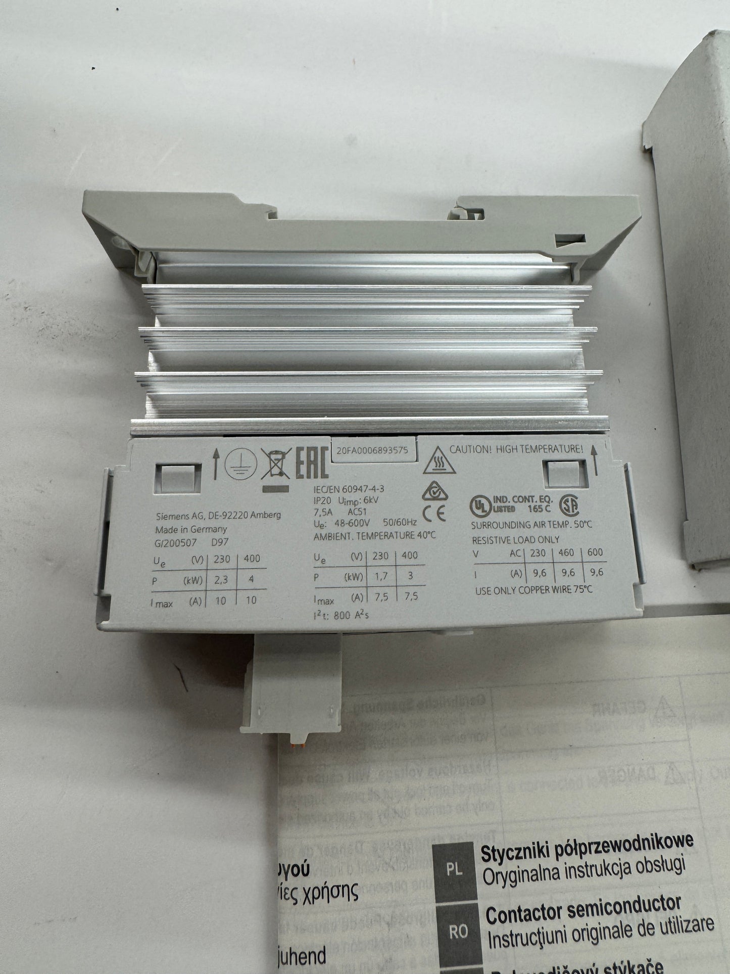 Siemens Solid State Contactor 3RF2310-2AA06