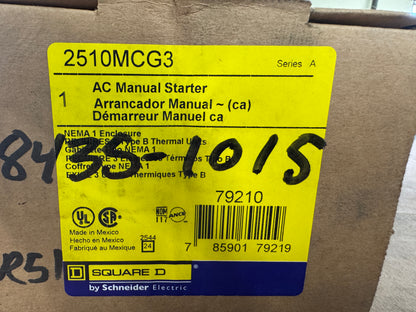 Square D Manual Motor Starter 2510MCG3 600 VAC