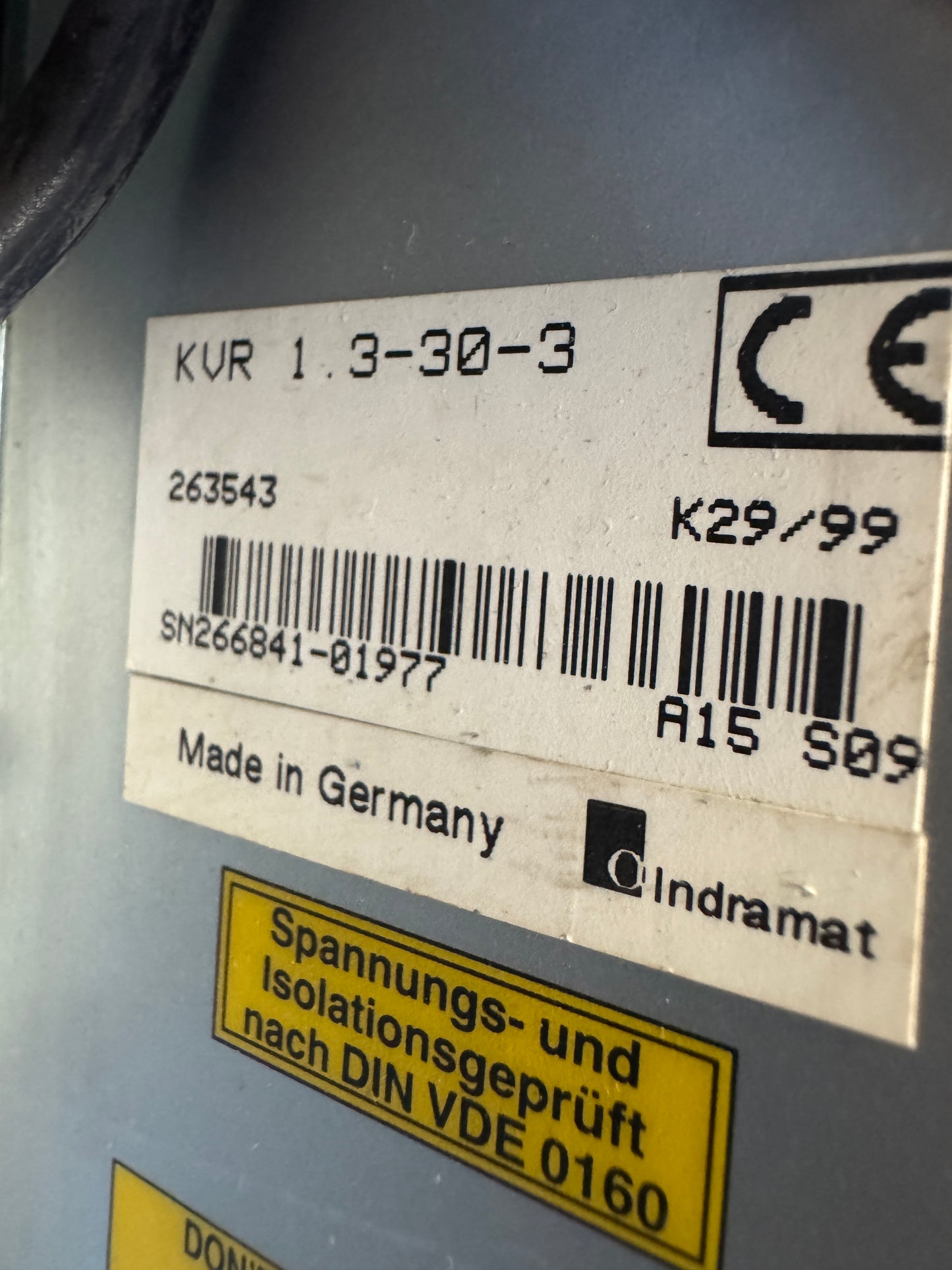 Indramat KVR 1.3-30-3 AC Servo Drive Power Supply Untested Surplus