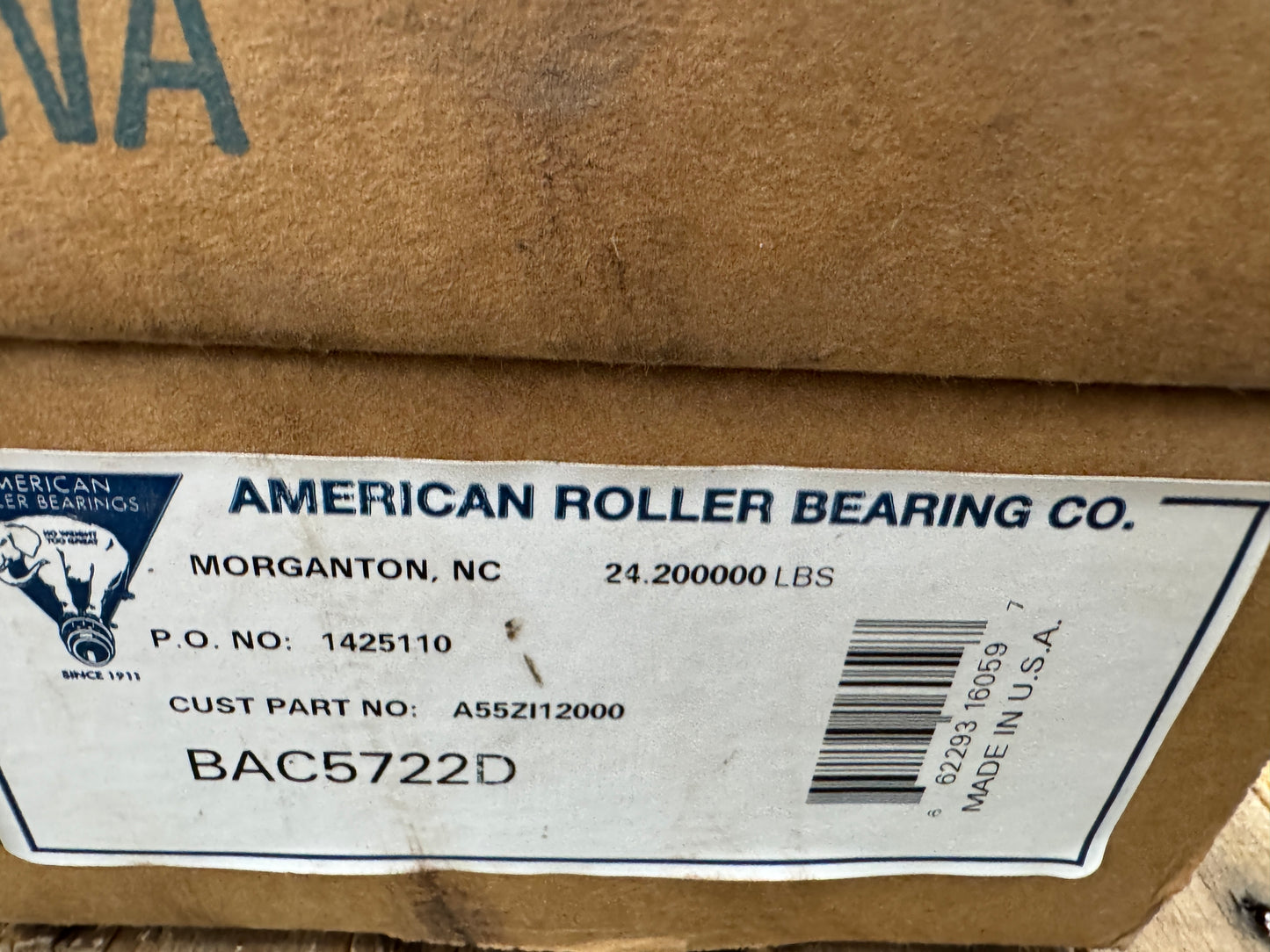 American Roller Bearing Co. Angular Contact Double Row Ball Bearing BAC5722D