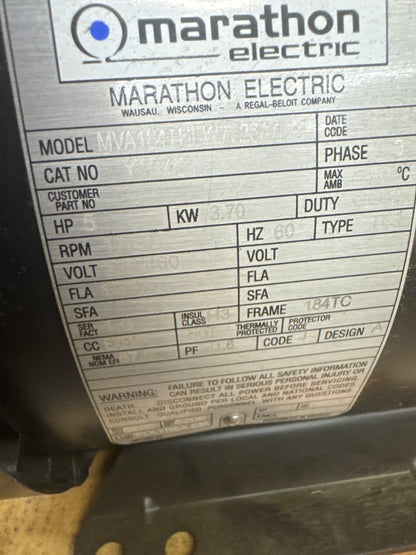 Marathon Electric Inverter Duty AC Motor Y1372 / 184THFW7726 - 5 HP 1800 RPM