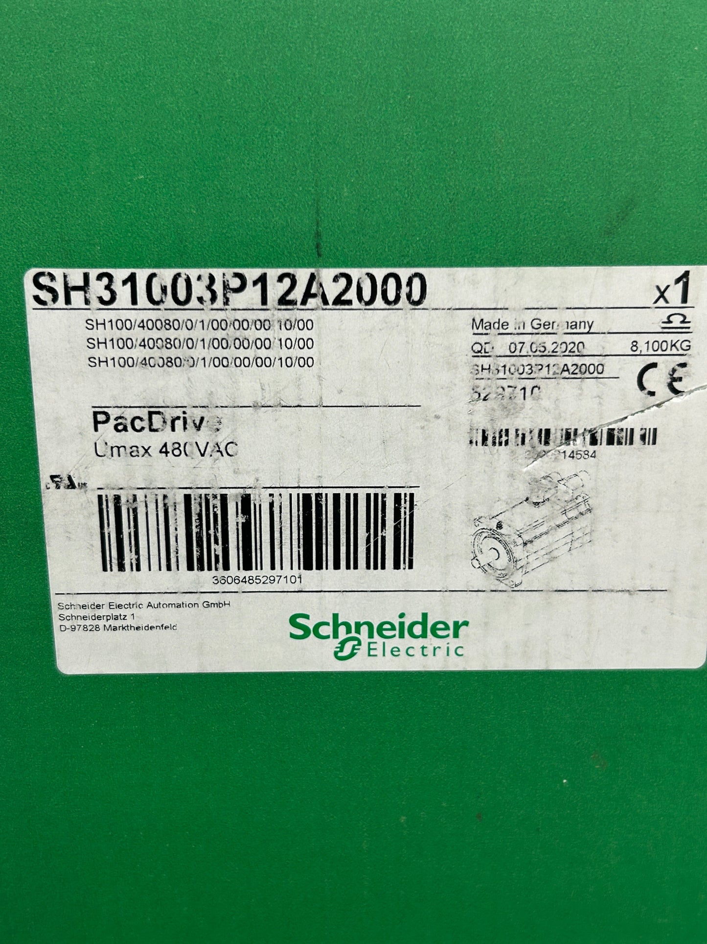 Schneider Electric Servo Motor SH31003P12A2000 - 1 kW 6000 RPM