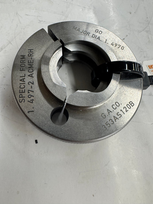 Gage Assembly Company ACME Thread Ring Gage 1353AS120B 1.4970 In. Major Diameter