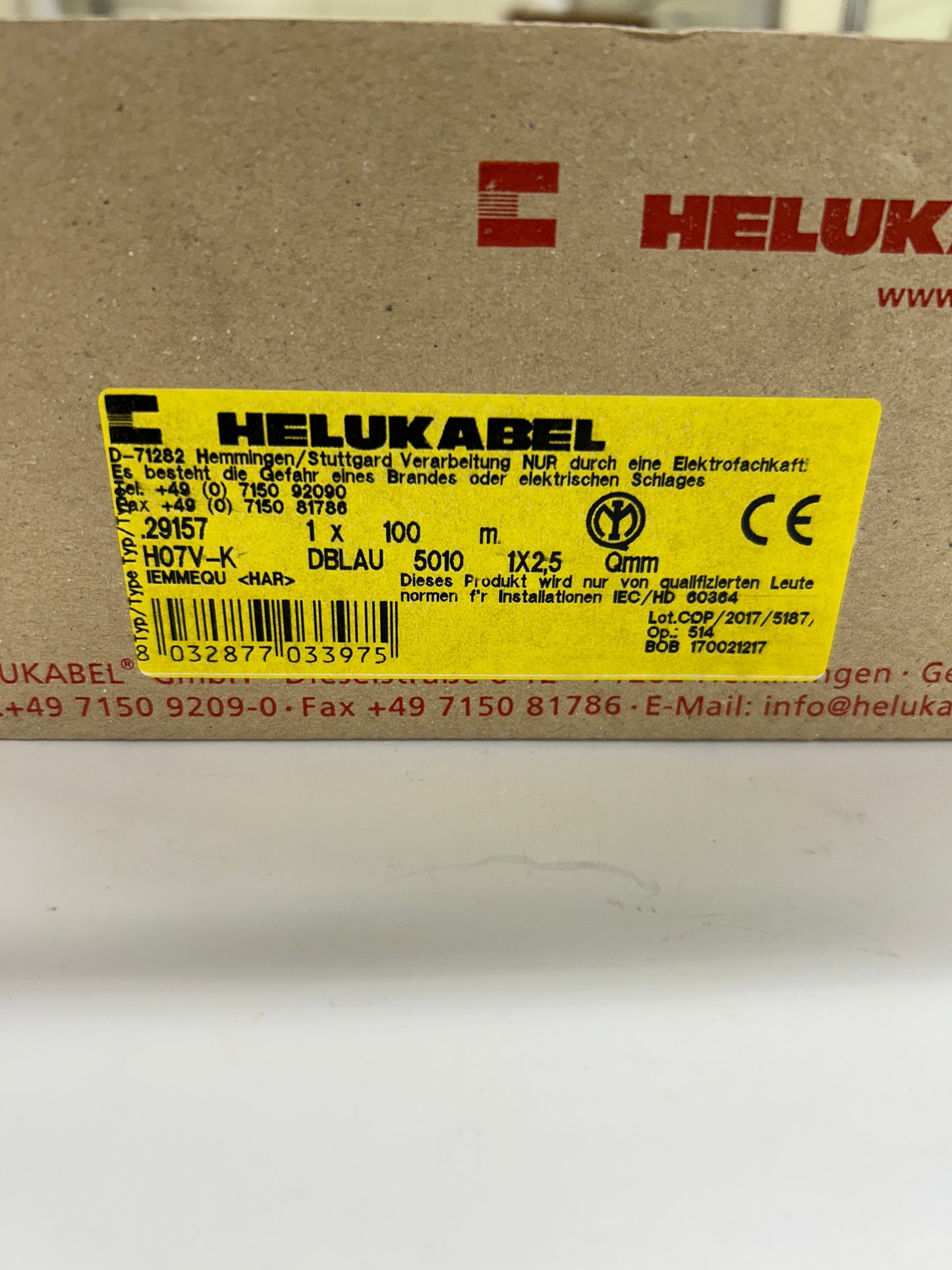 Helukabel Hook-Up Wire 29157 2.5 mm2, 328 Ft