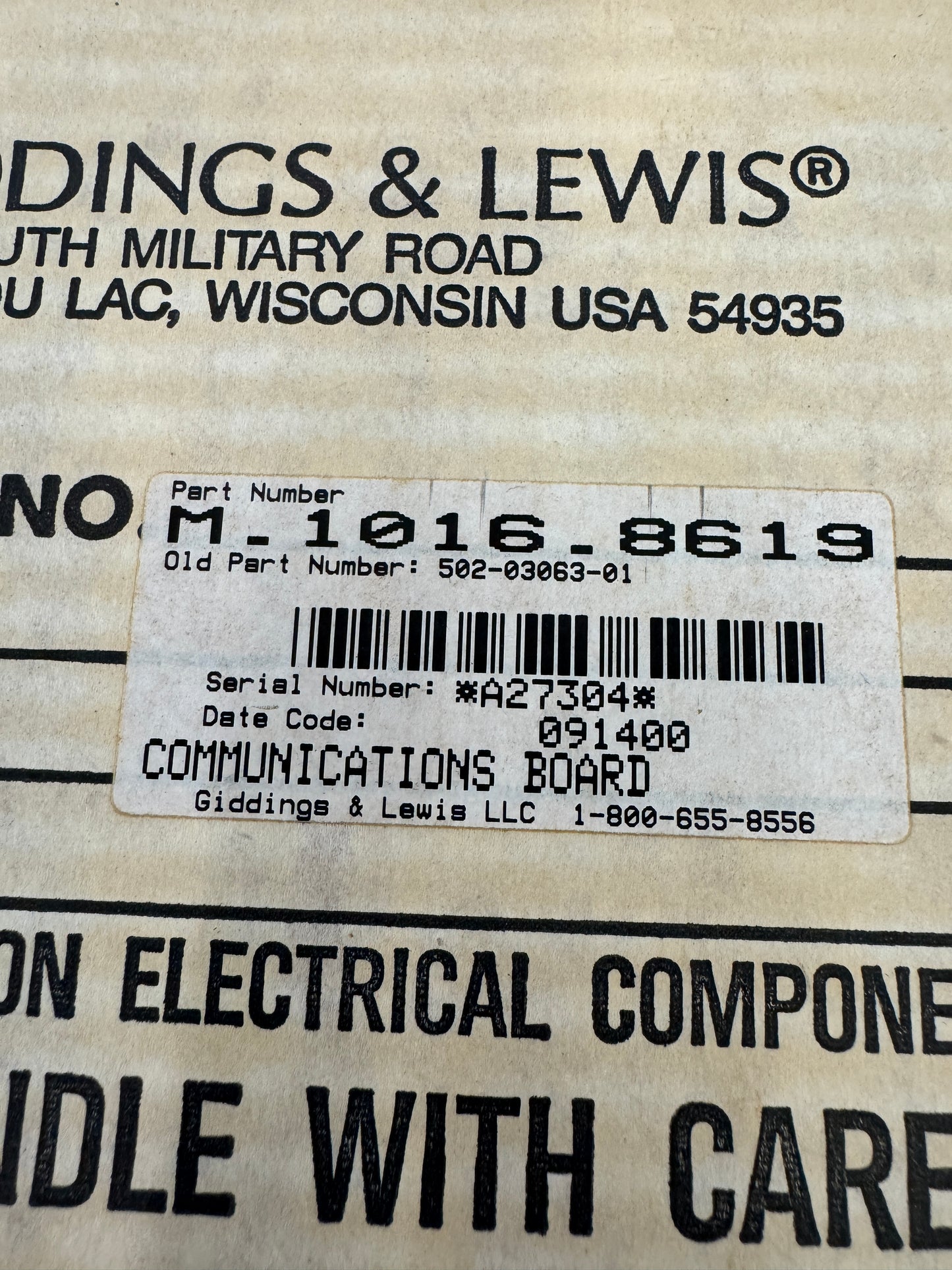 Giddings & Lewis Communications Board M-1016.8619