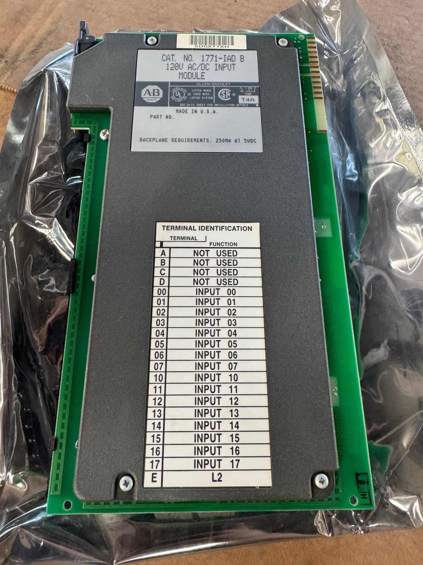 Allen-Bradley I/O Input Module 1771-IAD B 120V AC/DC