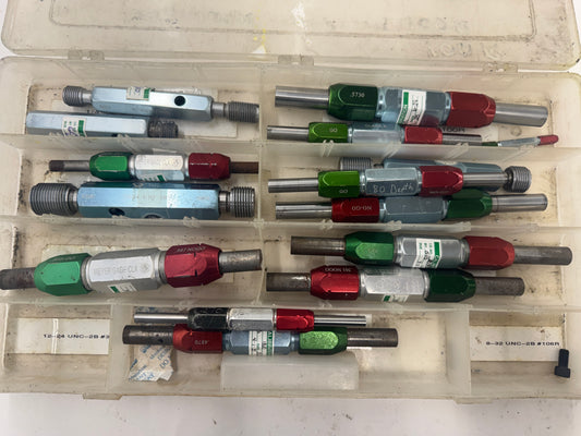 Thread Plug Gage Set Multiple UNC Sizes, #8-32 to 1/2 In. Class X Tolerance Mixed Lot