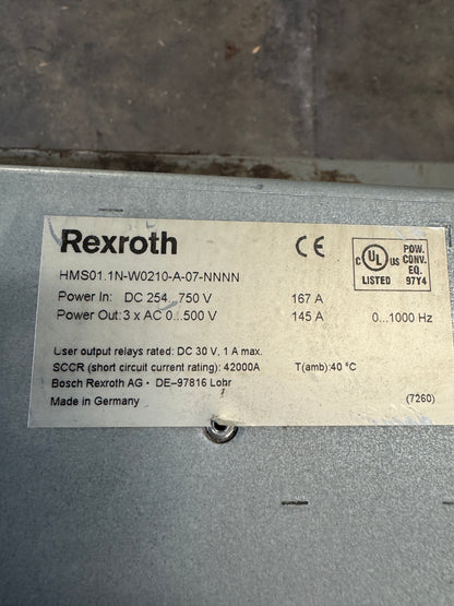Rexroth HMS01.1N-W0210-A-07-NNNN Servo Drive 254 to 750V DC Appears Unused