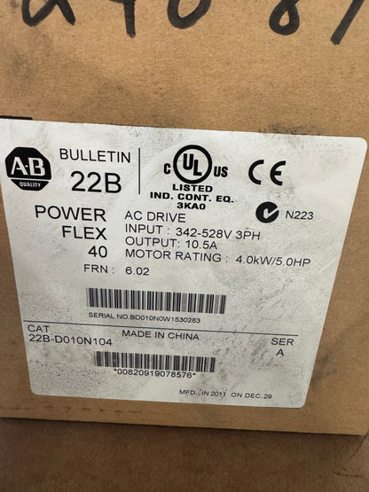 Allen-Bradley VFD 22B-D010N104 480V