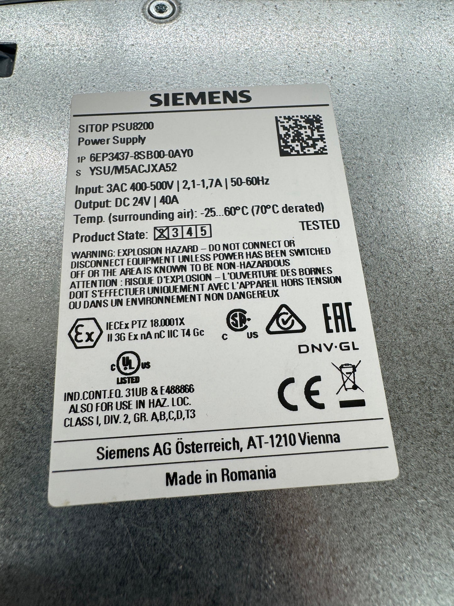 Siemens Power Supply 6EP3437-8SB00-0AY0 m01046