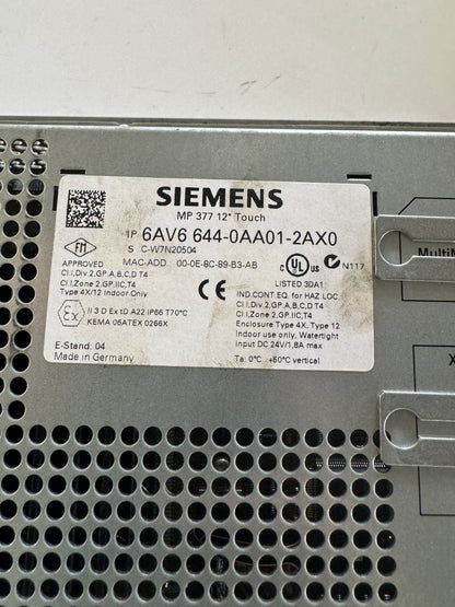 Siemens HMI Touch Panel 6AV6 644-0AA01-2AX0 24 VDC m02081