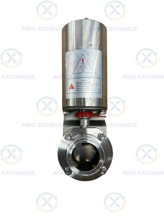 Adamant Pneumatic Butterfly Valve AV-1PC-2VNC-304-S 2 In. Tri-Clamp 145 PSI