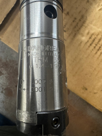 D'Andrea Fine Finish Boring Head 41.6.50.01.050.45 / RD 50/32.87 / TRM 32 / SFCC 32 | CAT50 | 1.4 In. to 1.97 In. Boring Range