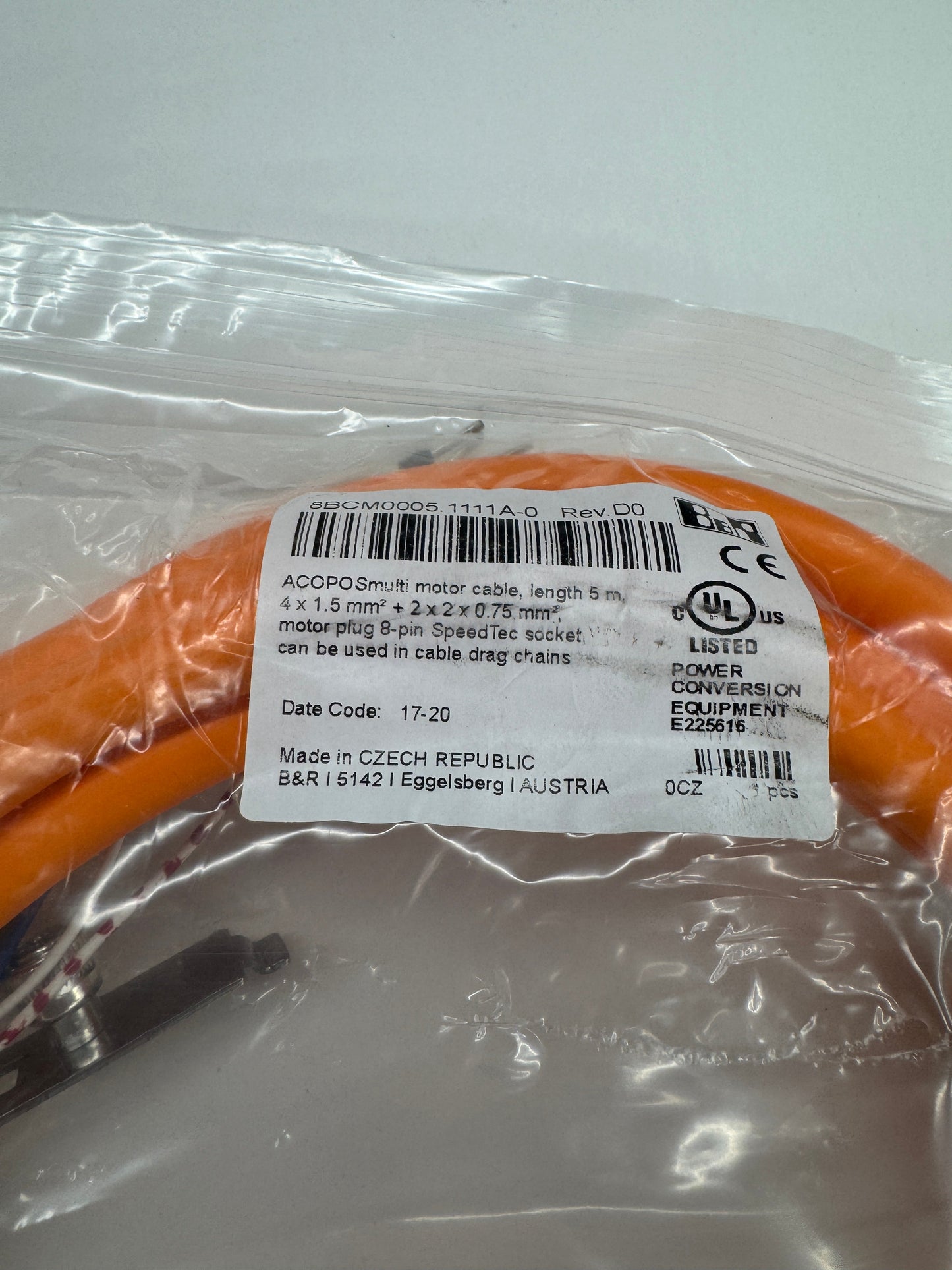 B&R Automation ACOPOSmulti Motor Cable 8BCM0005.1111A-0 5 m, 4 x 1.5 mm2 + 2 x 2 x 0.75 mm2, 8-Pin SpeedTec