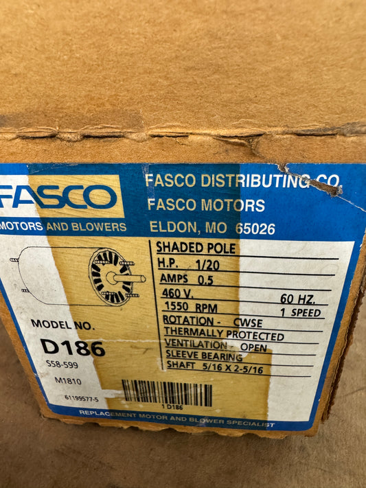 Fasco Shaded Pole Motor D186 - 1 HP 1500 RPM