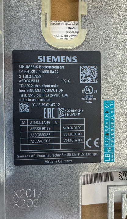 Siemens 6FC5312-0DA00-0AA2 24 VDC Thin Client Unit m00046