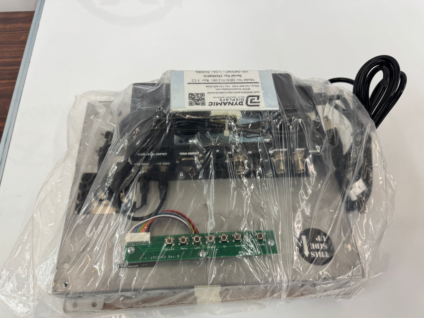 Dynamic Displays QES1512-081-Rev-S-C2 100 to 240 VAC Industrial LCD Replacement Monitor BRAND NEW
