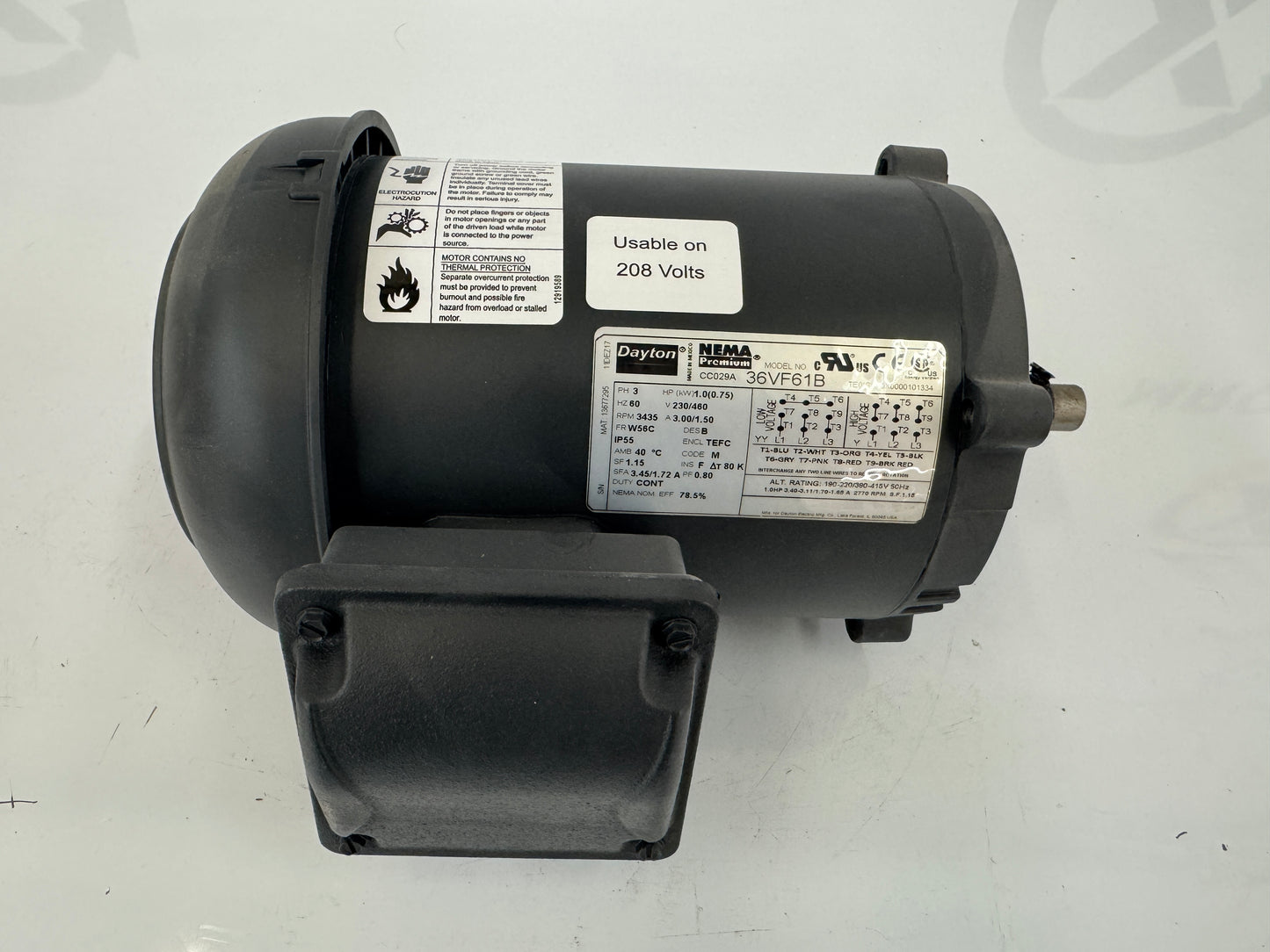 Dayton 36VF61B AC Motor 1 HP 3450 RPM