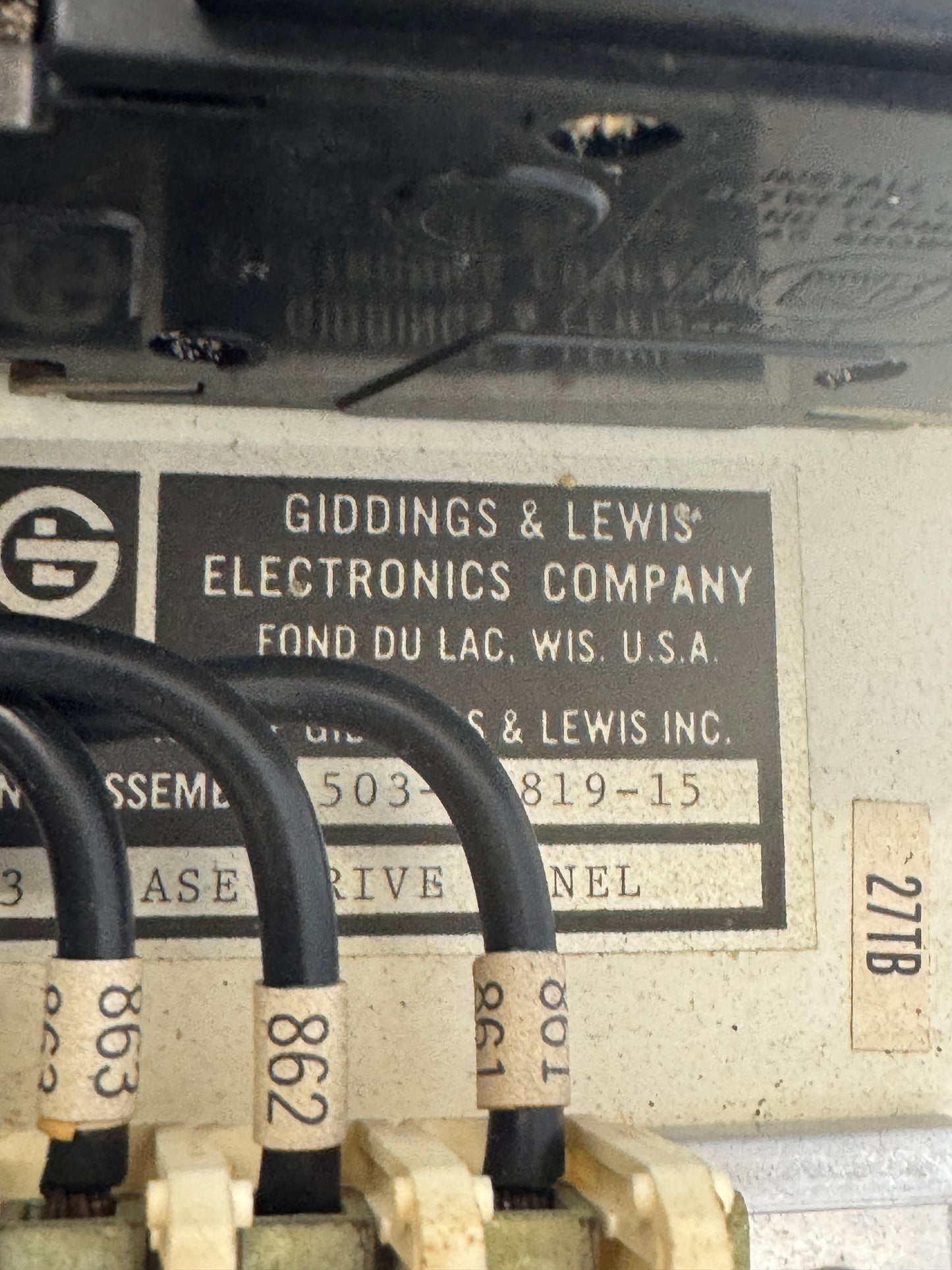Gettys 11-015-46 / 503-819-15 Spindle Drive Panel Assembly