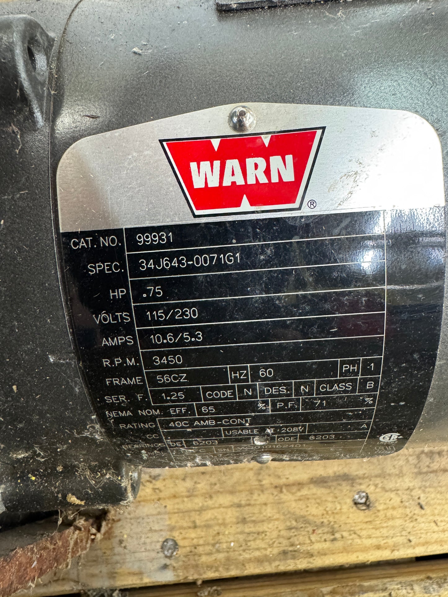 WARN Industries 93000 (3000 ACI) 3,000 Lb 0.75 HP Electric 115/230V Industrial Winch