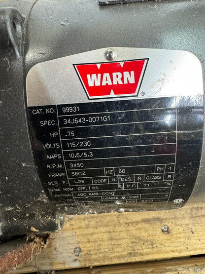 WARN Industries 93000 (3000 ACI) 3,000 Lb 0.75 HP Electric 115/230V Industrial Winch