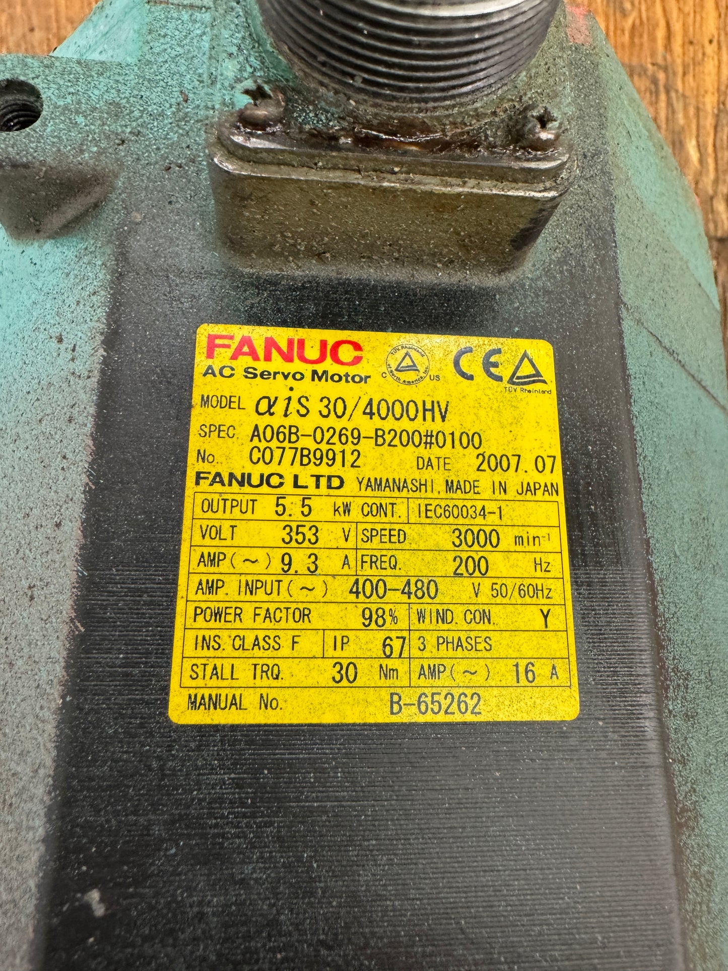 Fanuc AC Servo Motor A06B-0269-B200#0100 - 5 kW 3000 RPM