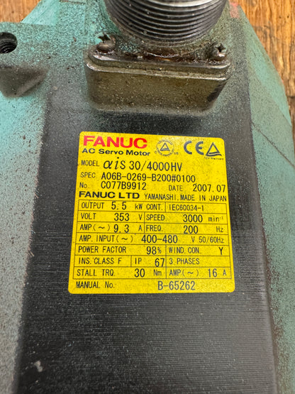 Fanuc AC Servo Motor A06B-0269-B200#0100 - 5 kW 3000 RPM