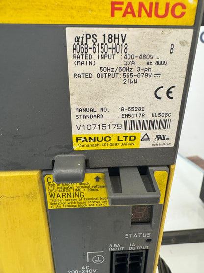 Fanuc A06B-6150-H018 Alpha i Power Supply Module 400 to 480 V