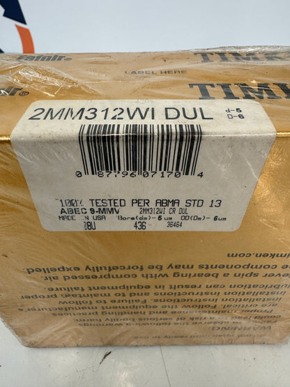 Timken Fafnir 2MM312WI DUL Super Precision Duplex Bearing Set – ABEC 9 – 60mm Bore – New in Box