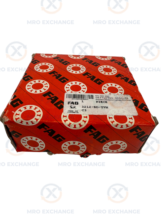 FAG 3212-BD-TVH-C3 Double Row Angular Contact Ball Bearing – 60mm ID x 110mm OD x 36.5mm Width – New