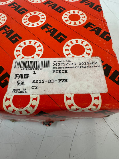 FAG 3212-BD-TVH-C3 Double Row Angular Contact Ball Bearing – 60mm ID x 110mm OD x 36.5mm Width – New