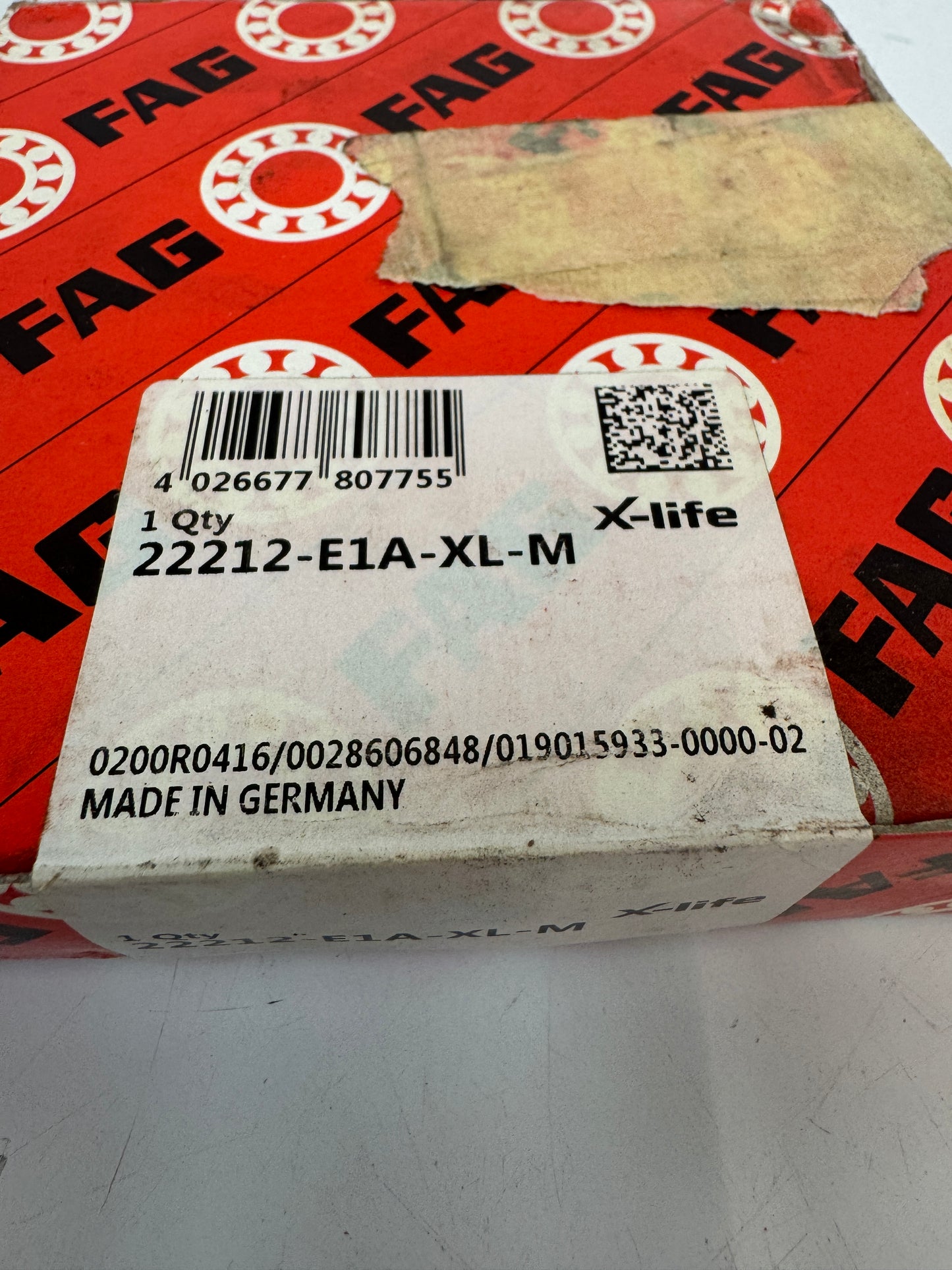 FAG 22212-E1A-XL-M Spherical Roller Bearing – 60mm ID x 110mm OD x 28mm Width – New m00171