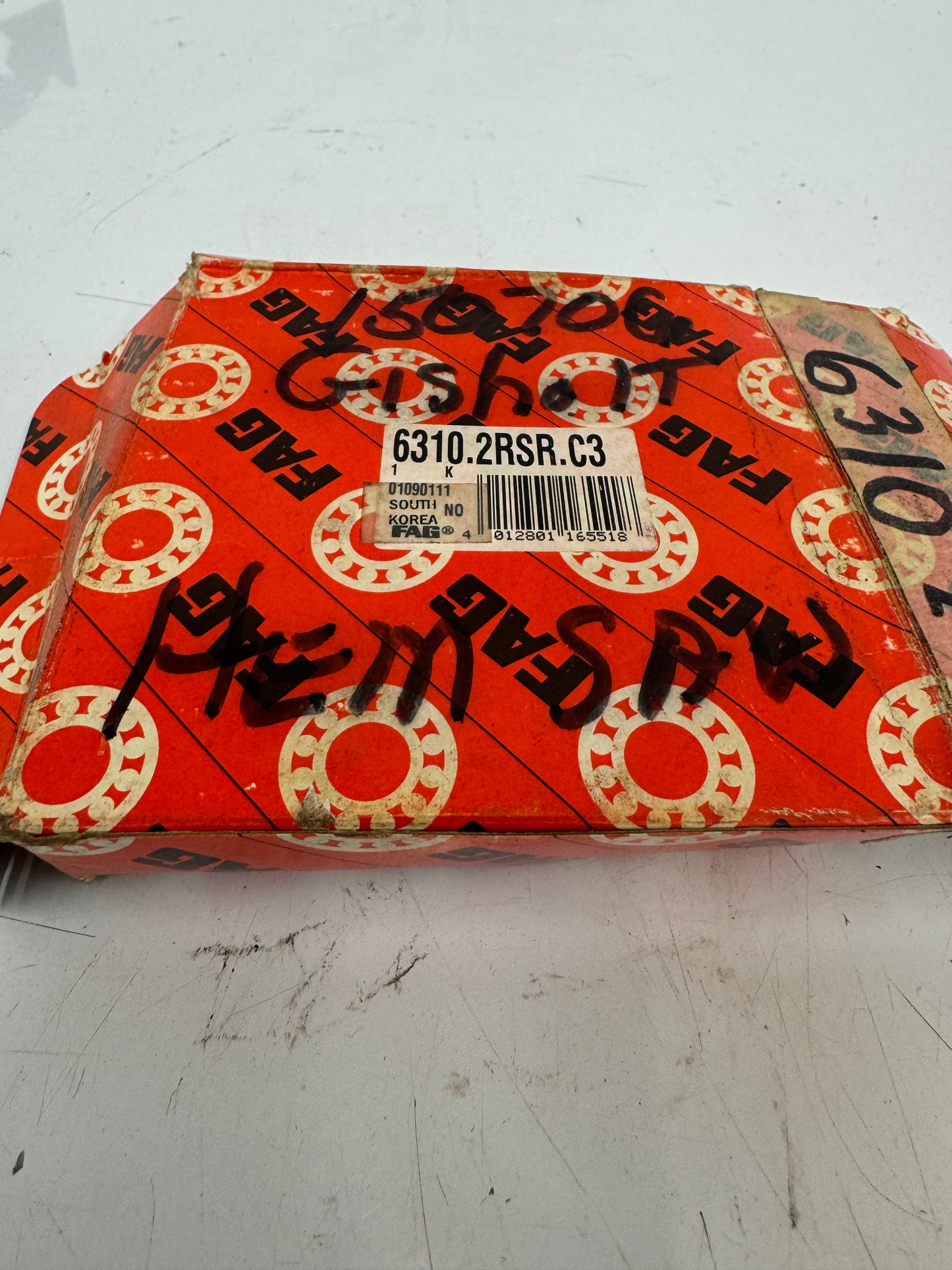 FAG 6310.2RSR.C3 Deep Groove Ball Bearing – 50mm ID x 110mm OD x 27mm Width – New